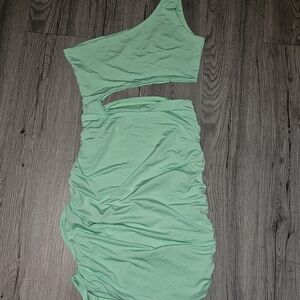 Chic One-Shoulder Mint Dress
